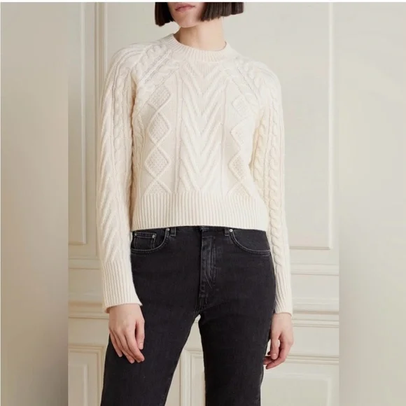 Rag Bone Pierce Cashmere Cable-Knit Sweater In Ivory Size Small